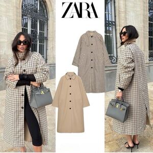 ZARA REVERSIBLE PLAID TRENCHCOAT ZW COLLECTION